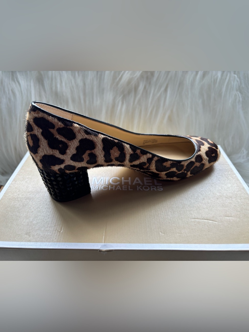 Michael Kors Arabella Leopard Print Block Heel Pump - Brown/Black. NWT